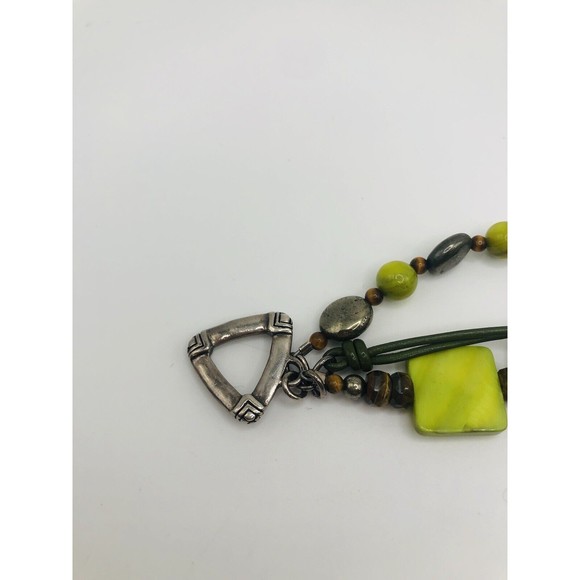 Silpada Sterling Silver Bracelet~Green Mother of Pearl ~Leather ~PyriteTiger Eye - Picture 3 of 12